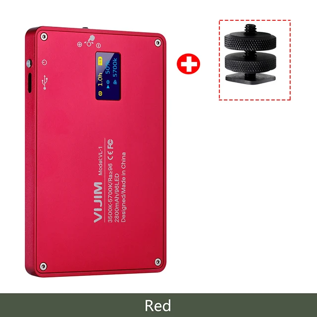 VIJIM VL-1 карманный светодиодный светильник для камеры с магнитной регулируемой яркостью 3500-5700K CRI 96 светильник для фотостудии для Canon sony DSLR camera s - Цвет: Красный