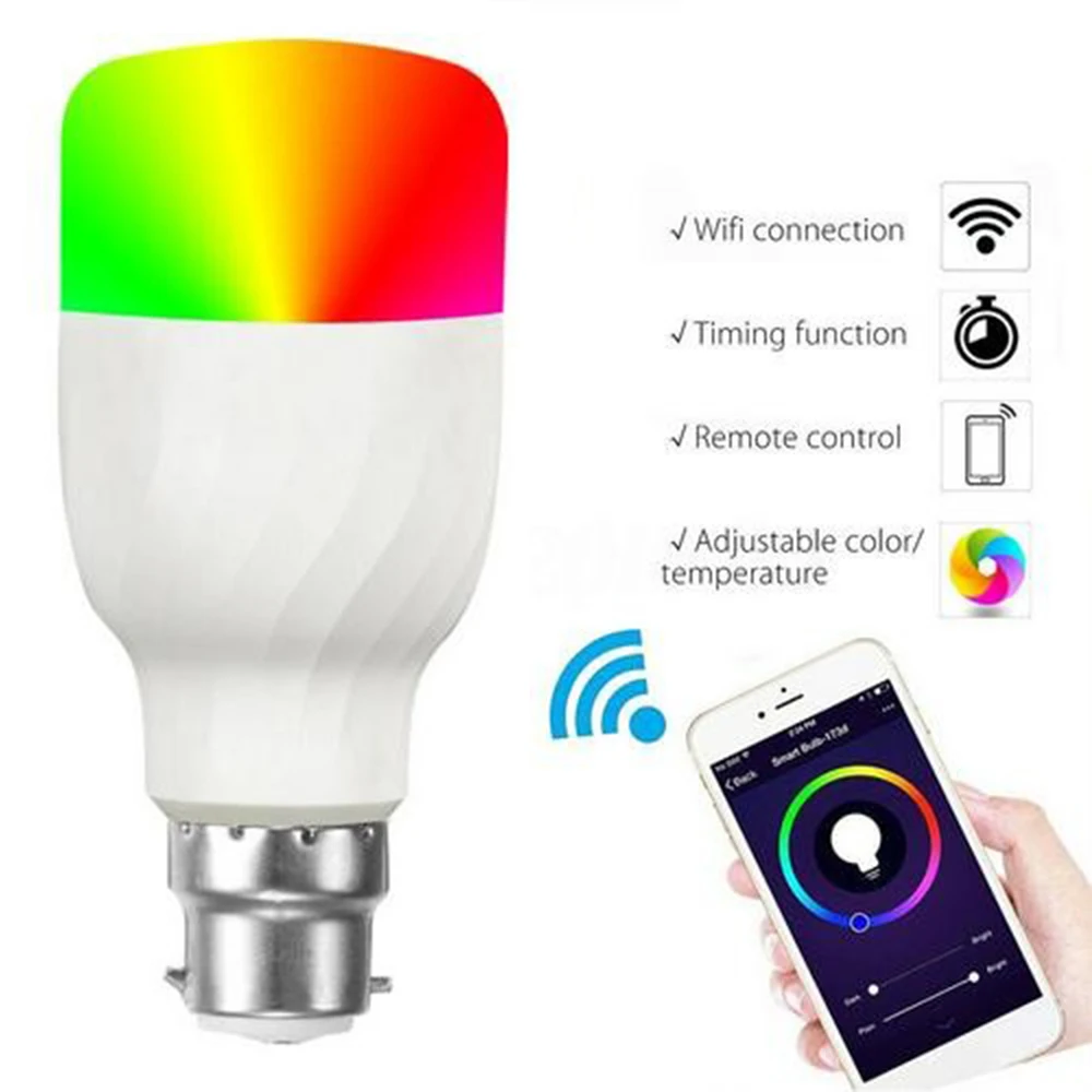 Cellphone APP WiFi Voice Contro LED Bulb RGB Energy Saving Dimming Colorful Smart Light Bulbs Compatible Alexa Google Cellphone APP WiFi Voice Contro LED Bulb RGB Energy Saving Dimming Colorful Smart Light Bulbs Compatible Alexa Google