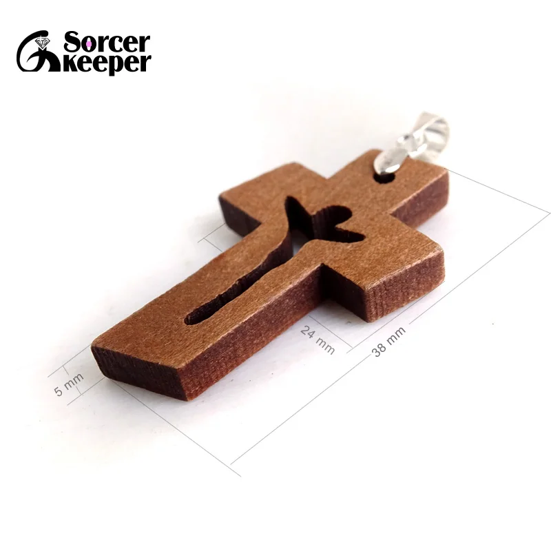 50 PCS New small wooden crosses Carved Jesus Crucifix Cross Charm Pendants Statue Sculpture Jewelry findings for Necklace Making