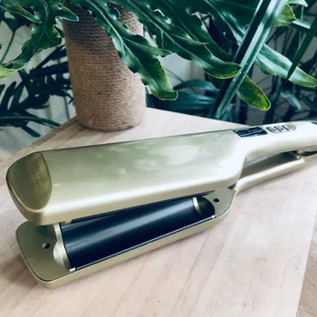 

1Pc Anion Curler Three Tube Egg Roll Head Curler Water Ripple Large Coil Electric Splint EU Plug(Champagne Gold)