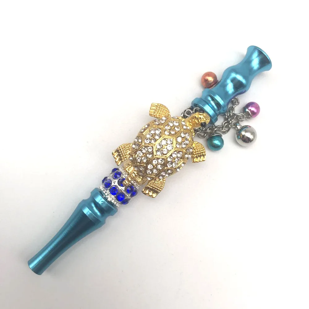 Pink Women Bling Shiny Butterfly Animal Jewelry Ball Handmade Inlaid Blunt Holder Shisha Hookah Detachable Mouthpiece Tips