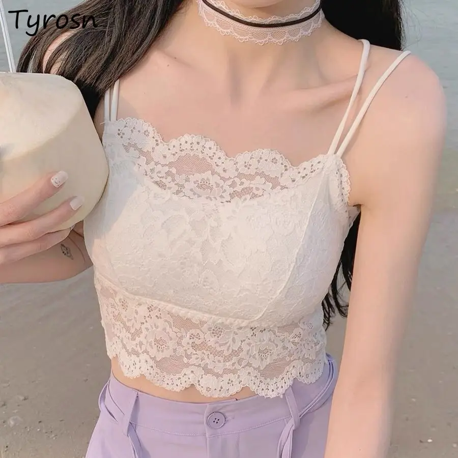 

Camisole Women Sexy Streetwear Design Lace White Tank Tops Summer Underwear Ulzzang Stylish Lingerie Sleeveless Crop Top Girlish
