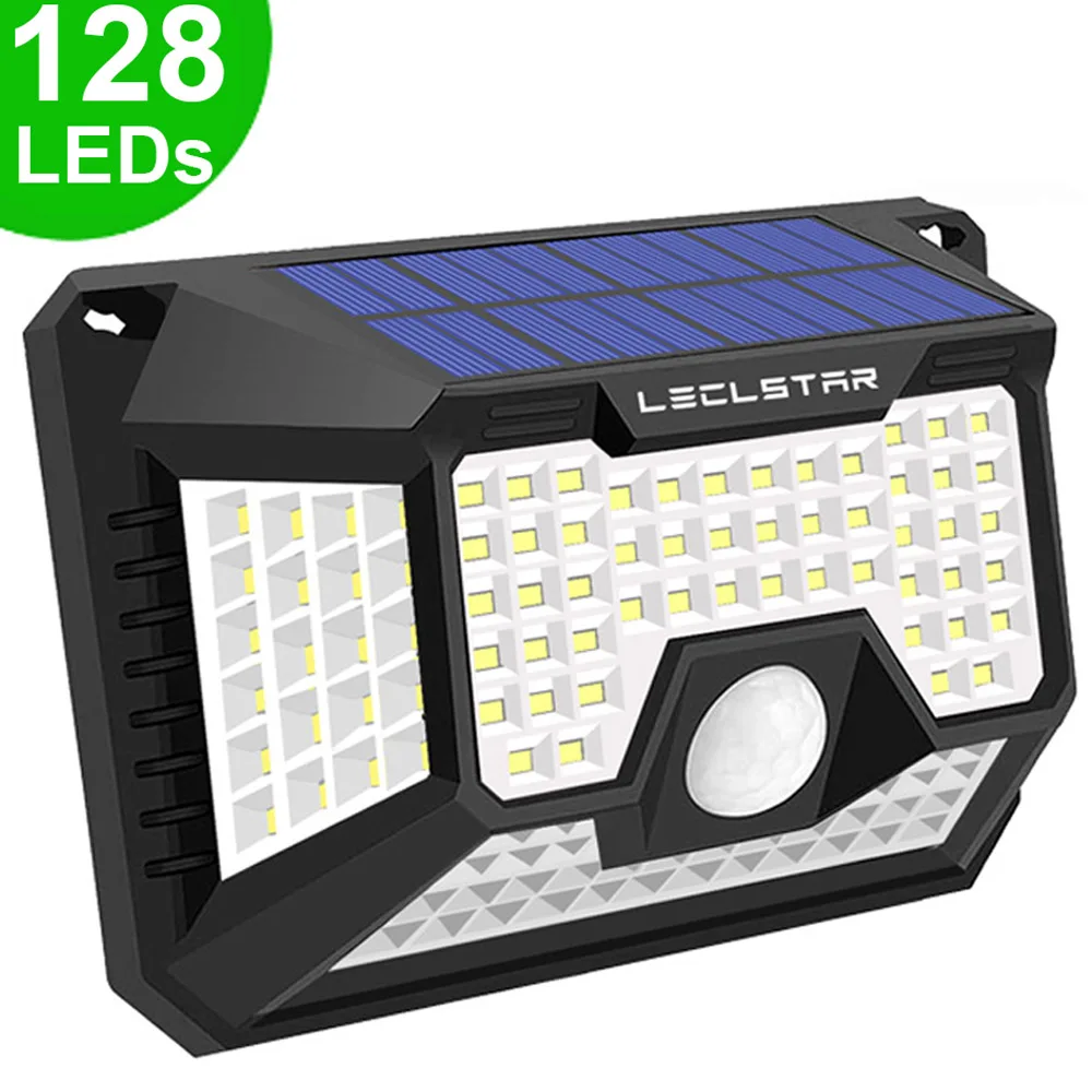 

4 Side Outdoor Lighting 128 Led Solar Motion Sensor Lights 3 Optional Modes Solar Powered Lamp for Garden Decoration Waterproof