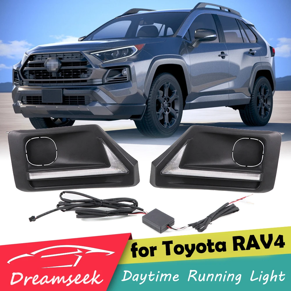 Светодиодные дневные ходовые огни для Toyota RAV4 Adventure 2019 + Противотуманные фары с