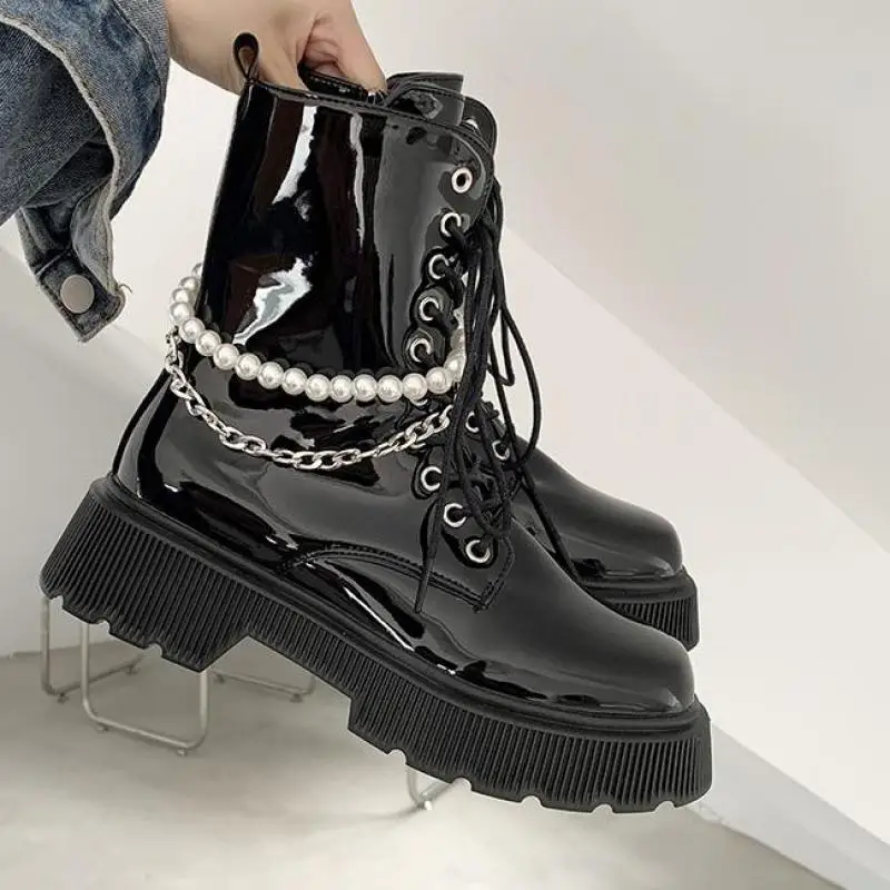 Botas góticas De charol para Mujer, Botines sexys De tacón alto con  plataforma, estilo Punk, Ytmtloy|Botas hasta el tobillo| - AliExpress