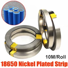 Feuille de Nickel pour batterie Li ion 18650, 10m, en acier nickelé, connecteur de bande de ceinture, machine à souder par points, soudeurs de batterie
