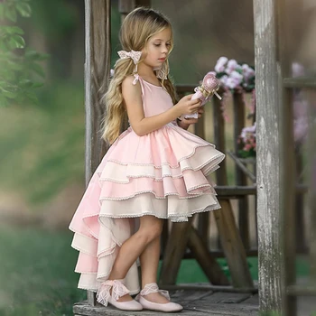 

Summer Casual Baby Girls Irregular Design Dress Cotton Kids Strap Dresses Sundress Outfits