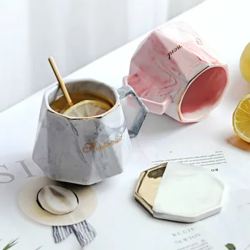 

Simple Nordic Mug Creative Cute Ceramics Couple Funny Handmade Personnalisable Mug Geometry Kubek Termiczny Drinkware DB60MK