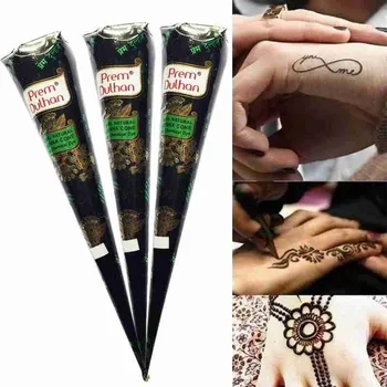 

25g Natural Henna Cone Temporary Tattoo Paste Brown Waterproof Sticker Indian Jewelry Body Art Ink Tattoos Cream Hot Sale