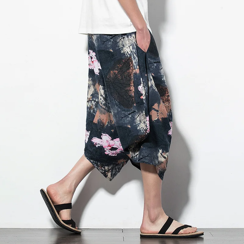 Chinese Style Summer 2019 New Men's Retro-printed Loose Seven-cent Pants Young Men's Wear Chinese Style Summer 2019 New Men's Retro-printed Loose Seven-cent Pants Young Men's Wear
