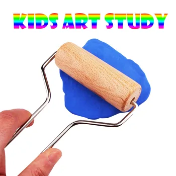 

Round Stainless Iron Kids Art Study Children's Practice Equipment Handle Mud Roller Wood Roller Mud Roller Art Tools