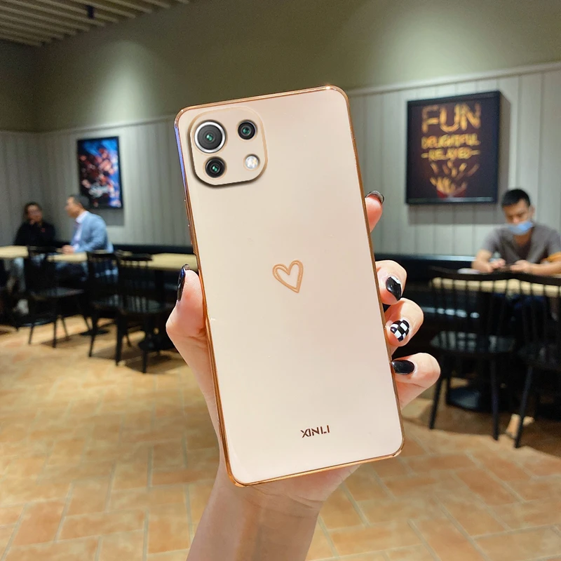 Stylish Square Plated Love Heart Silicone Phone Case