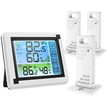 

Indoor Outdoor Thermometer, 3 Sensors Digital Wireless Hygrometer, Room Thermometer Humidity Meter with Touchsn