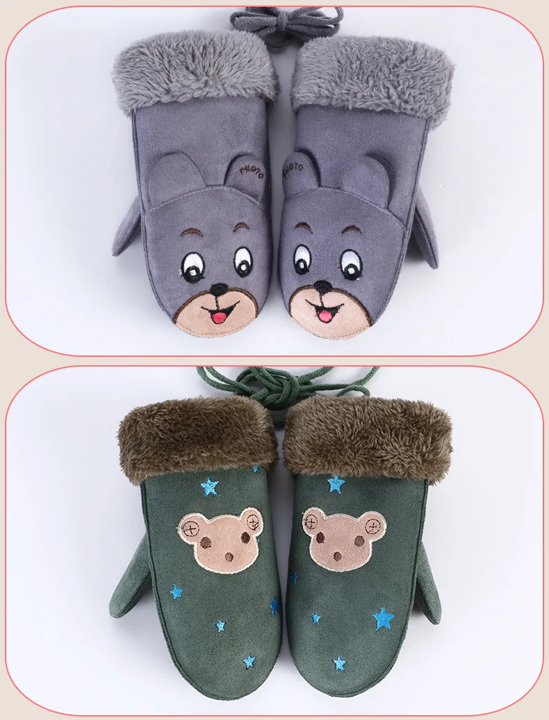 100-1 Korean-style Cartoon Autumn And Winter Warm Gloves Men And Women Winter CHILDREN'S Gloves Mittens Suede Gloves Wholesale