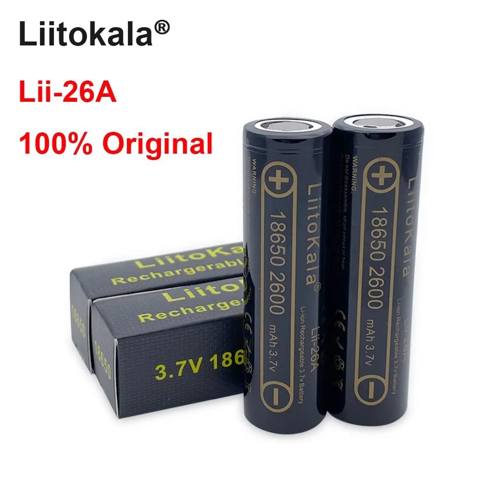 100% Новый оригинальный LiitoKala Lii 26A 18650 аккумуляторная батарея 2600mAh 3 7v литиевая для