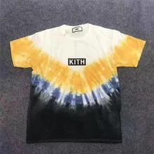 KITH высококачественные окрашенные футболки 19ss хлопок для мужчин и женщин черно-белые КИТ повседневные футболки KITH футболки