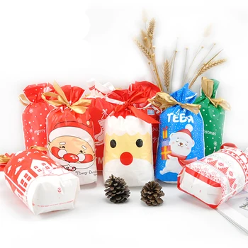 

50pcs Merry Christmas Santa Claus Elk Fawn Bear Christmas Tree Gift Bags Packing Bags Happy New Year 2019 Christmas Candy Bags