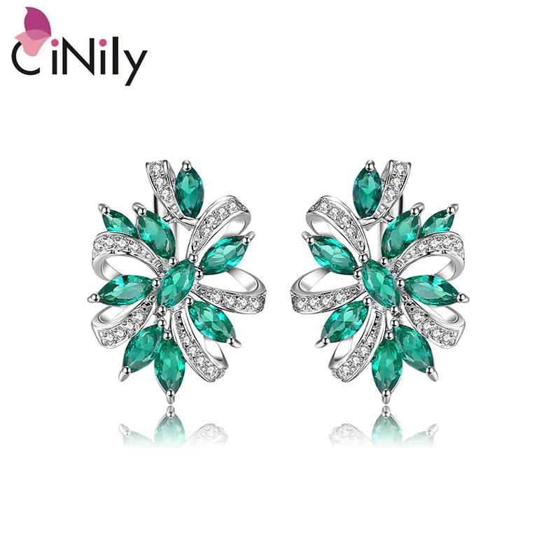 

JewelryPalace Unique Design 2.1ct Green Created Emerald Clip On Earrings 925 Sterling Silver Jewelry