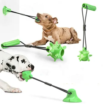 

4 in 1 Pet Dog Toys TPR Suction Cup Tug Dog Toy Dogs Push Ball Toy Pet Tooth Cleaning Dog Toothbrush for Puppy Dogs Biting Toy