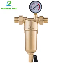 Siphon backwas Pre-filter hot water filter whole brass purifier system stainless steel mesh prefiltro with gauge free shipping