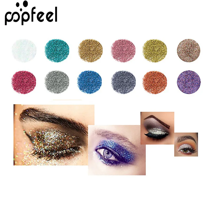 Popfeel 12 шт./компл. блестящие тени для век Косметика Макияж Diamond Loose средства ухода пигмент женская косметика MKXJ