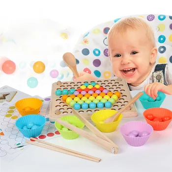 

Beads Game Montessori Early Childhood Children Wooden Clip Ball Puzzle Parent-child Interactive Toys For Children Gifts