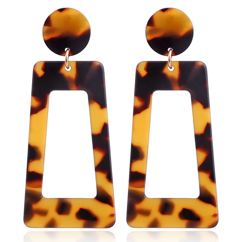 Fashion Clip on Earrings Leopard Acrylic Long Geometric Square Circle Without Piercing Ear Clips Women ear clip earrings clip earrings ear clip ear accessories