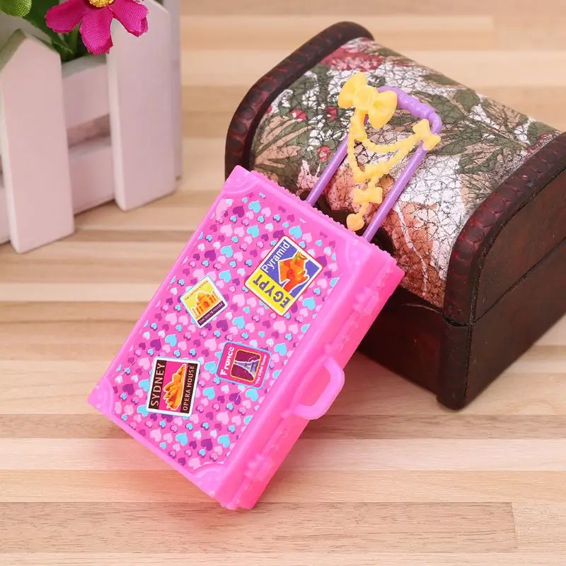 Doll Doll Suitcase Toys Travel Fashion Cute Furniture Dollhouse Luggage Simulation 3D Play House Game Kids Children Girls Trunk