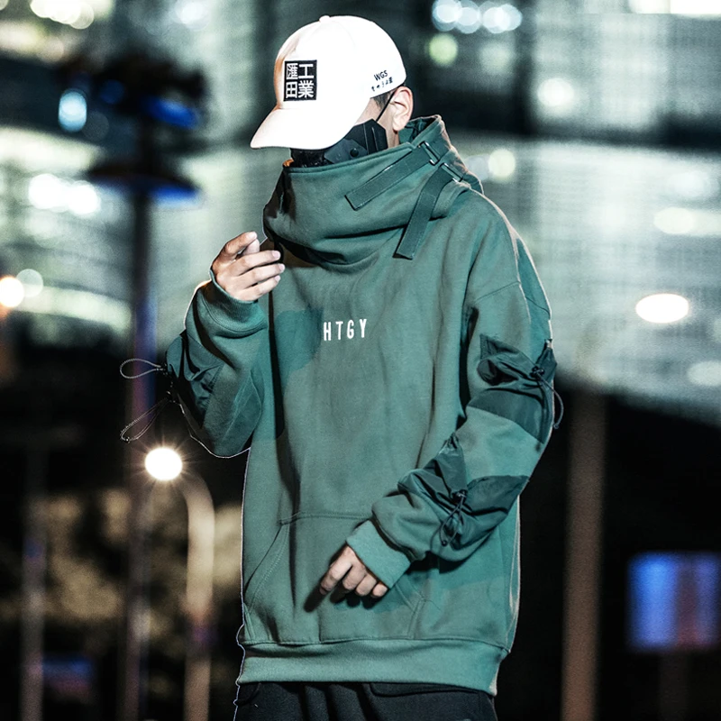 oversized high collar hoodie