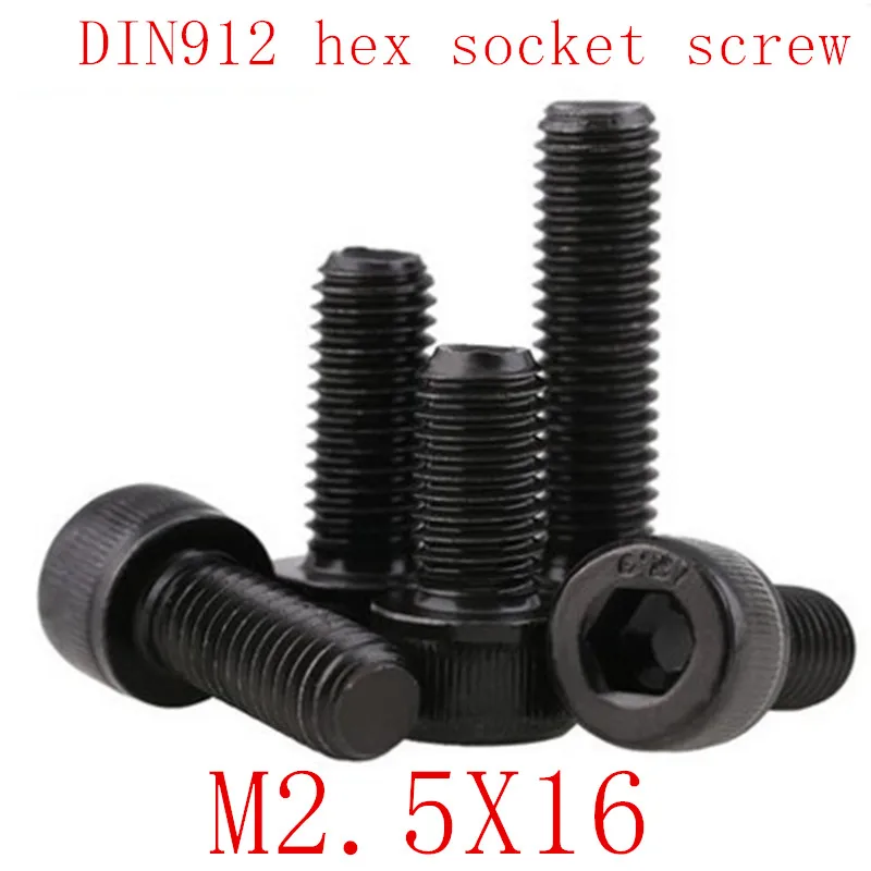 

50PCS DIN912 Grade 12.9 allen socket head screw M2.5*16 m2.5x16 Hexagon Socket Head Cap Screws Hex Socket Screw