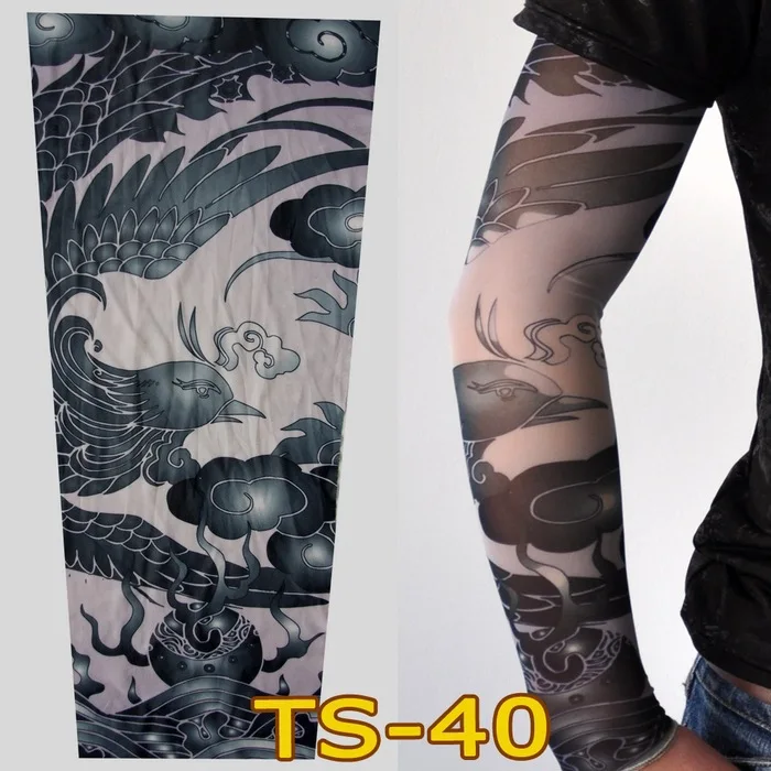 TS-40 1 шт., тату с принтом, Череп, животные, нарукавники, татуировка, рукав для мужчин, женщин, унисекс, рукав, лето, крутая крышка, наручная манжета, УФ-рукав - Цвет: TS-40