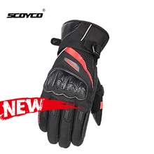 SCOYCO Motorcycle Men Winter Leather Waterproof Motocross Gloves Guantes Moto Off Road Riding Touch Screen Motorbike Gloves