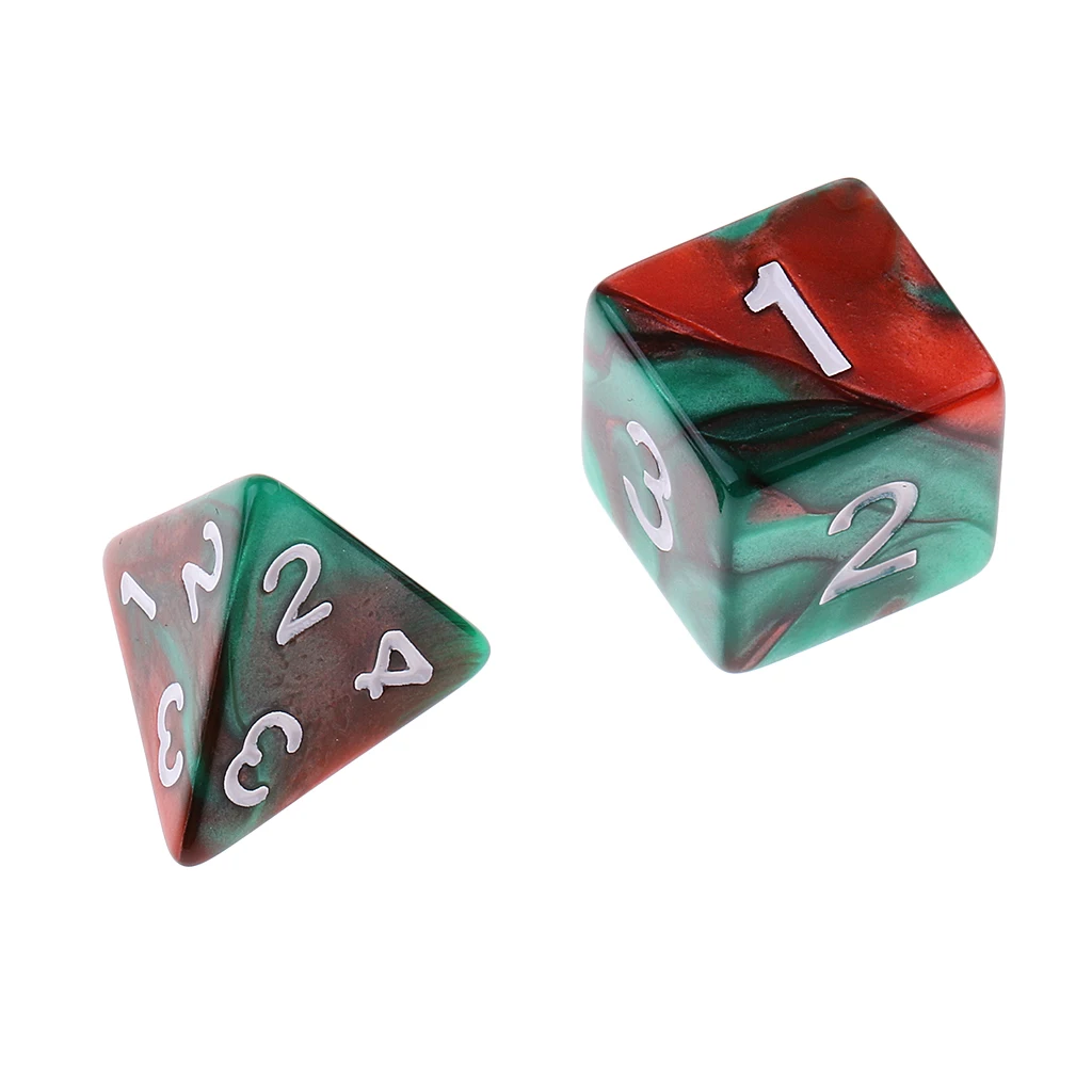 14x Two Color Polyhedral Dice for Dungeons and Dragons Party Casino Game Toy