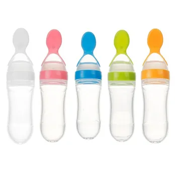 

90ML Safety Infant Baby Feeding With Spoon Feeder Food Rice Cereal Bottle For Baby Boys Girls