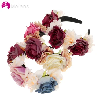 

MOLANS Women Wedding Bride Flower Crown Handmade Artificial Floral Headband Hoop For Girls Hair Band Accessories Art Photography