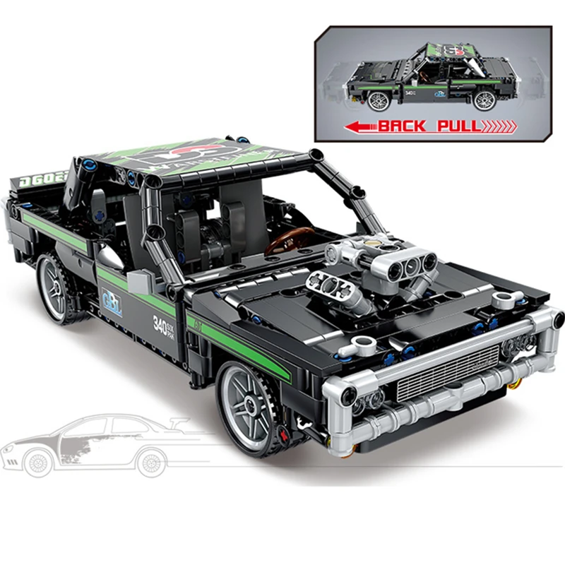 Конструктор MOC 1970 Dodge Charger спортивный автомобиль мотор гоночный двигатель