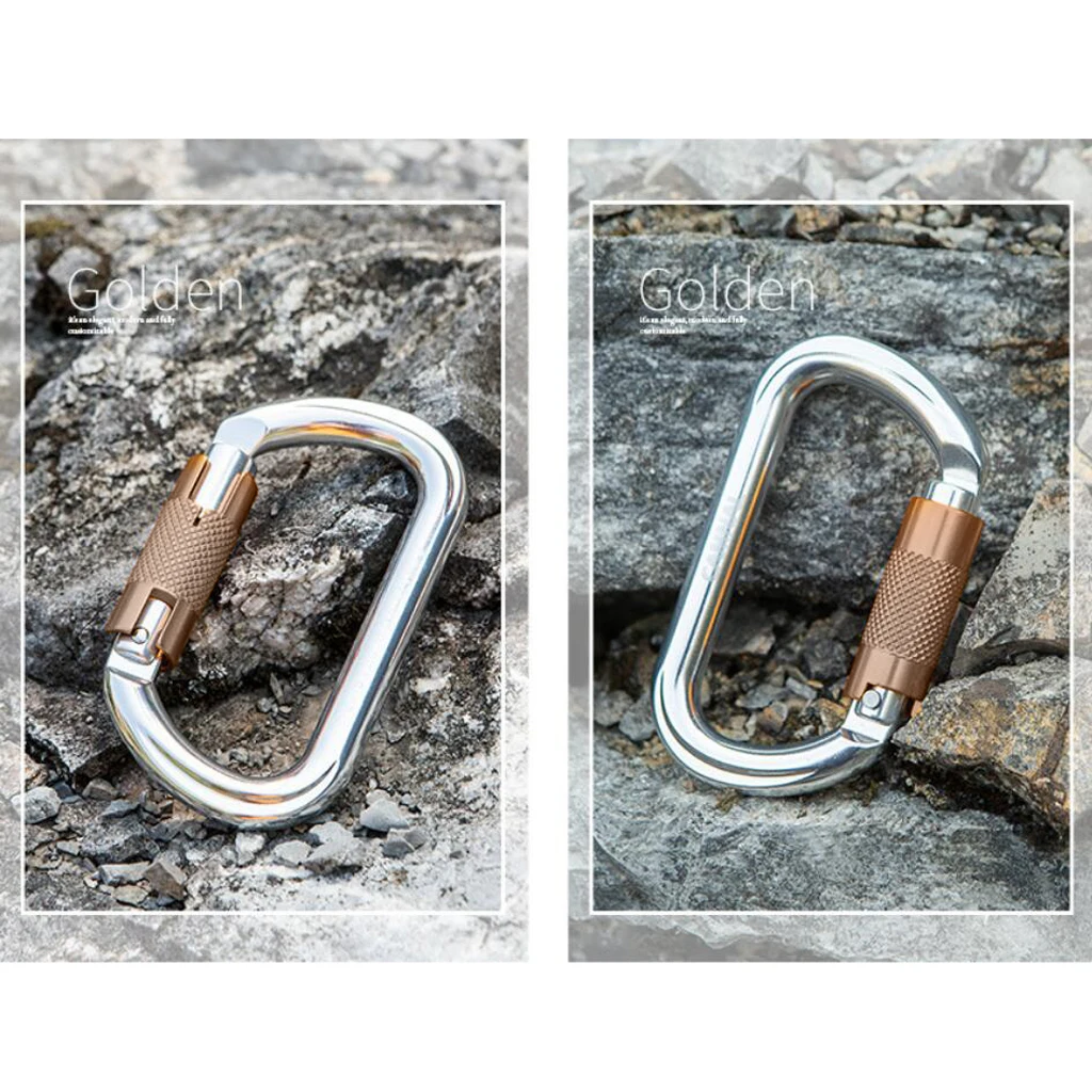 25KN Twist Gate Auto Locking O shape Carabiner Hook Clip For Climbing Mountaineering Caving Exploring Rappelling