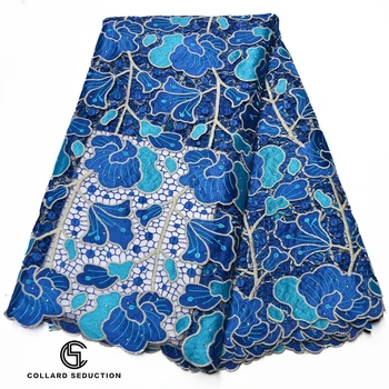 

CS-Africa lace 2020 Sequin embroidered mesh fabric corrugated polyester sequins embroidery lace fabric for Blue Bridal Lace