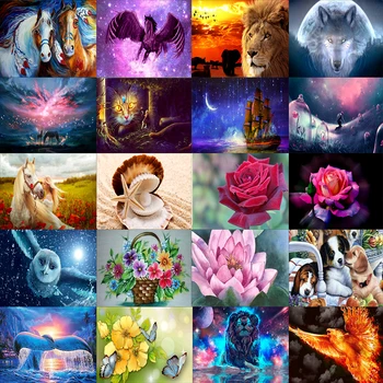 

5D Diamond Painting Animal Horse Full Round Diamond Mosaic Pattern Flower DIY Sticker Diamond Embroidery Home Decoration Handmad