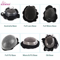 Clearance Multiple Base Men's Wig Indian Human Hair Toupee Density Durable Capillary Prosthesis Hair Replacement Systems