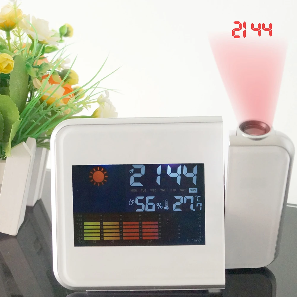 Умный домашний светодиодный термометр с цветным экраном, цифровой проекционный термометр для дома, будильник, товары для дома