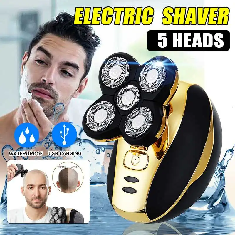 

5 Heads Electric Shaver Men Head Polish Hair Trimmer USB Rechargeable Razor Washable 3D Floating Shaving Machine Wet & Dry