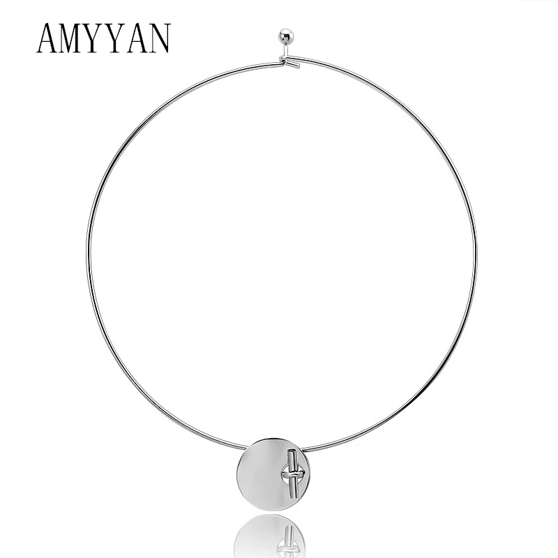 

Очаровательные ожерелья 14 см диаметр классическое колье диск ожерелье Золото/сталь цвет цепи ссылка