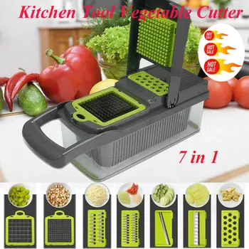 

Home 7 in 1 Multifunction Vegetable Cutter Food Slicer Dicer Nicer Vegetable Fruit Peeler Chopper Cutter Carrot Cheese Grater
