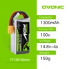 14.8V OVONIC 1300mAh 100C Max 200C Lipo 4S1P  Battery with XT60 Connector for 250 FPV Frame RC Drone Heli Quad Boat ► Photo 1/6