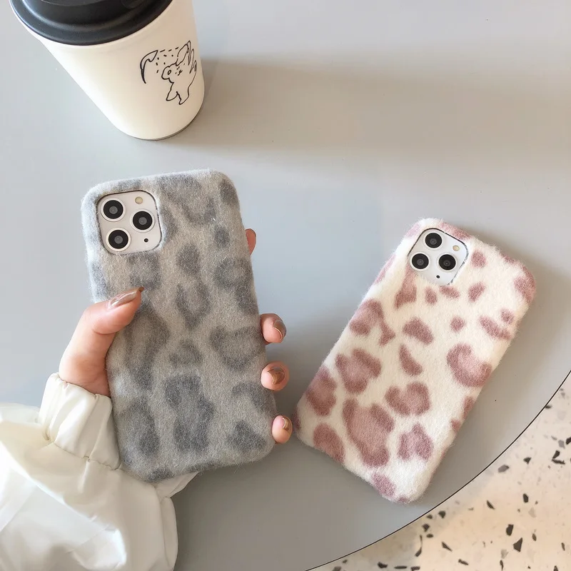 GlamPhone чехол плюшевый леопардовый чехол для телефона для iPhone11Pro/Max X XS Max XR Мягкий силиконовый чехол для iPhone11 7 8 6 6s Plus чехол