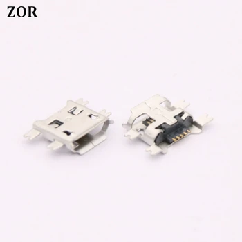 

200pcs Micro USB Jack connector 5-pin long needle Charge port Socket for lenovo and other cell phone Fixed foot SOP-4 1.17mm
