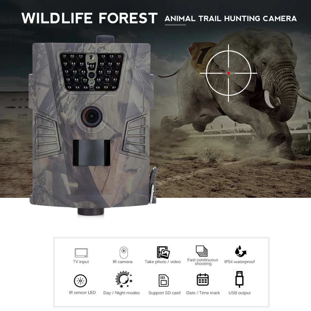 Фотоловушка HT-001 Trail Camera 12MP 1080P 30pcs Инфракрасные светодиоды 850nm охотничья камера IP54
