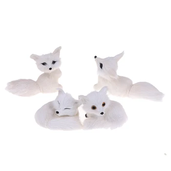 

New Year's Day Gift Simulation Animal Fox Model Home Furnishing Articles Animal Toys New Year Cartoon Pet White Fox Gift