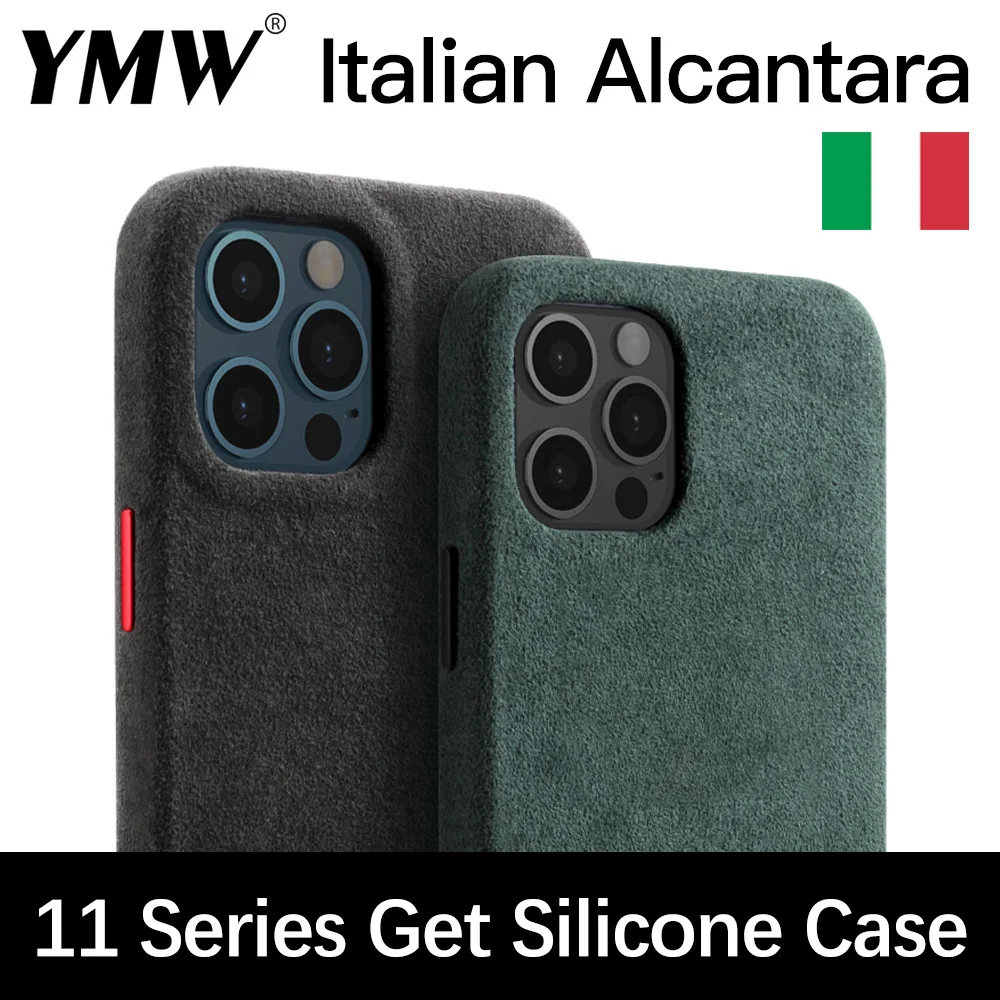 YMW ALCANTARA Case for iPhone 12 Pro Max mini 11 Pro Max Luxury Business Supercar Interior Same Turn Fur Phone Cases Cover